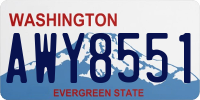WA license plate AWY8551