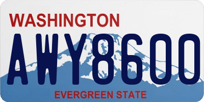 WA license plate AWY8600