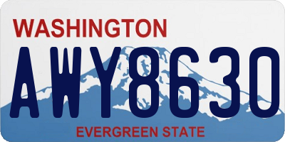 WA license plate AWY8630