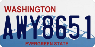 WA license plate AWY8651