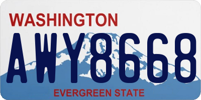 WA license plate AWY8668