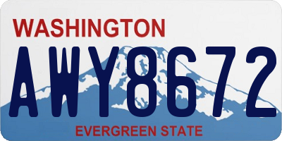 WA license plate AWY8672