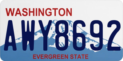 WA license plate AWY8692