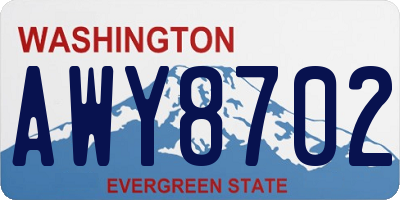 WA license plate AWY8702