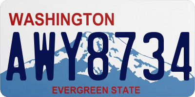 WA license plate AWY8734