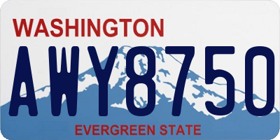 WA license plate AWY8750
