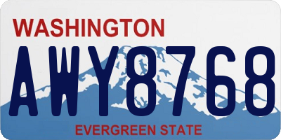 WA license plate AWY8768