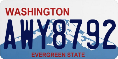WA license plate AWY8792
