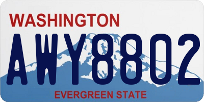 WA license plate AWY8802