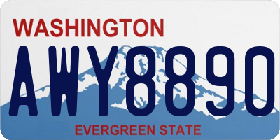 WA license plate AWY8890