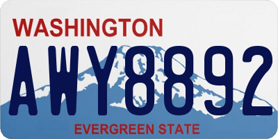 WA license plate AWY8892
