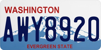 WA license plate AWY8920