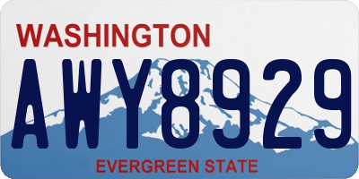 WA license plate AWY8929