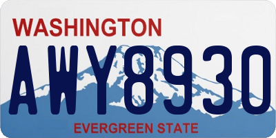 WA license plate AWY8930