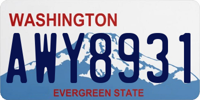WA license plate AWY8931