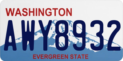 WA license plate AWY8932