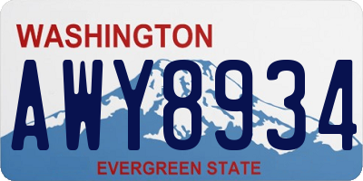 WA license plate AWY8934