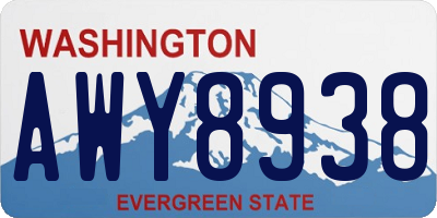WA license plate AWY8938