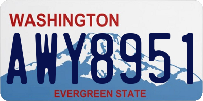 WA license plate AWY8951