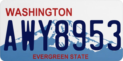 WA license plate AWY8953