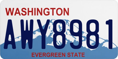 WA license plate AWY8981
