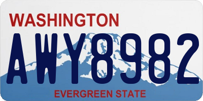 WA license plate AWY8982