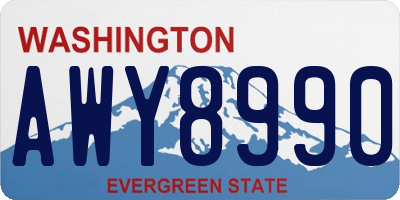 WA license plate AWY8990