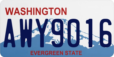 WA license plate AWY9016