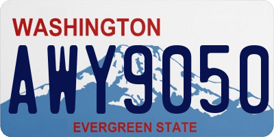 WA license plate AWY9050