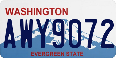 WA license plate AWY9072