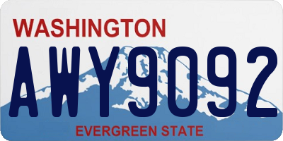 WA license plate AWY9092