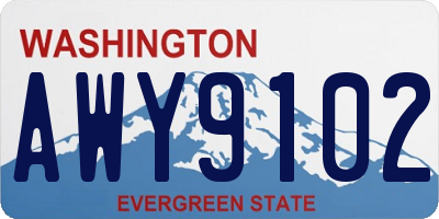 WA license plate AWY9102