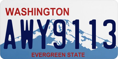 WA license plate AWY9113