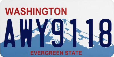 WA license plate AWY9118