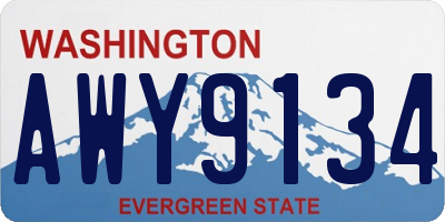 WA license plate AWY9134