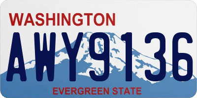 WA license plate AWY9136