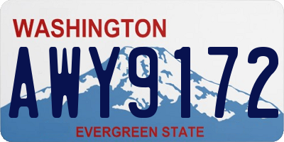 WA license plate AWY9172