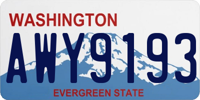 WA license plate AWY9193