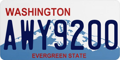 WA license plate AWY9200