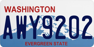 WA license plate AWY9202