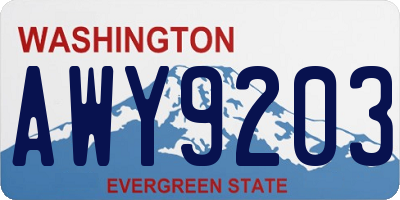 WA license plate AWY9203