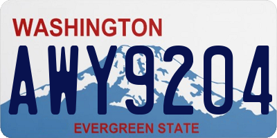 WA license plate AWY9204