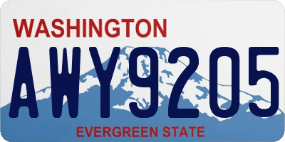 WA license plate AWY9205