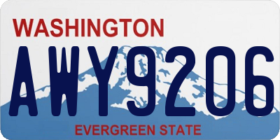 WA license plate AWY9206