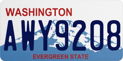 WA license plate AWY9208