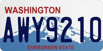 WA license plate AWY9210