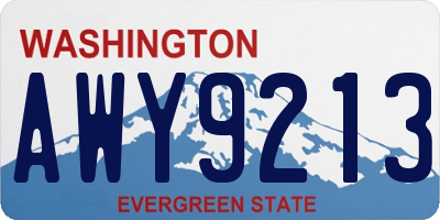 WA license plate AWY9213