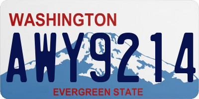 WA license plate AWY9214