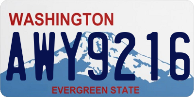 WA license plate AWY9216