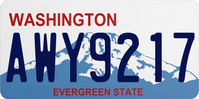 WA license plate AWY9217
